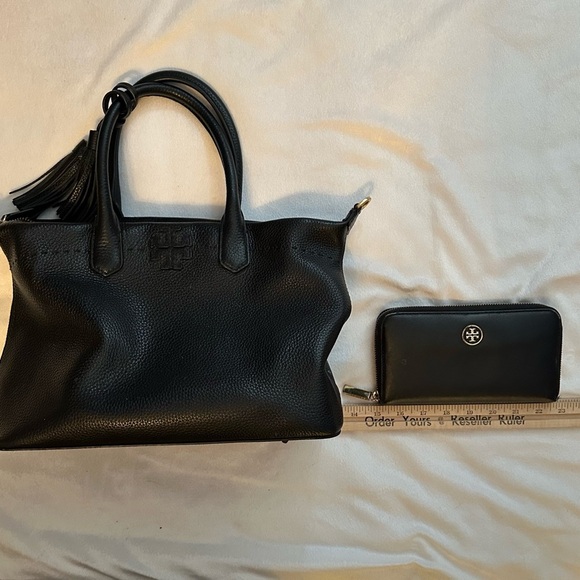 Tory Burch McGraw Slouchy Satchel Bag & Saffiano Leather Continental Zip Wallet - Picture 9 of 16